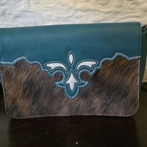 Teal and Brown Women's Bag